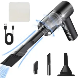 Preț redus Aspirator auto portabil 120w, design mini, putere de aspiratie puternica, accesorii multifunctionale, 15.5x15.6x5cm
