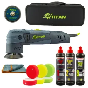 Set masina de polisat 300W TITAN TDA75 + menzerna 3 pasi, bureti 75mm Retur gratuit
