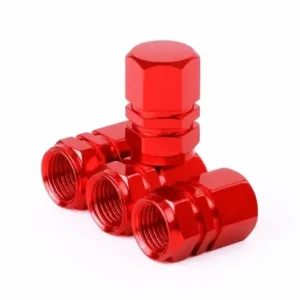 Set 4 capace hexagonale decorative pentru valva auto, Aluminiu, 1.8 cm, Rosu Reduceri