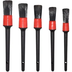 Set de 5 perii de cosmetica auto, Negru\\/Rosu Lichidare de stoc