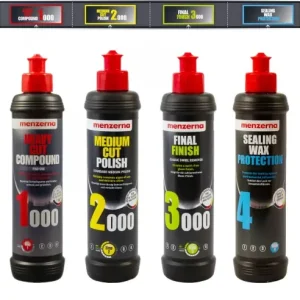 Set Menzerna Polish si Sigilare 1000, 2000, 3000, Ceara, 250ml, MENZERNA123C Lichidare de stoc