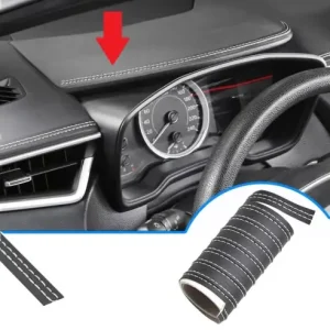 Banda decorativa pentru interiorul vehiculului, lungime 2m, din piele ecologica, culoare Neagra + cusatura Alba FAVLine Selection Mai ieftin