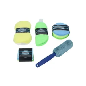 Reducere specială Kit curatare auto din microfibra 9 piese cu lavete, perie, manusa si burete