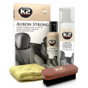 Expediere rapidă Kit curatare si intretinere piele auto K2 Auron Strong, 4 piese