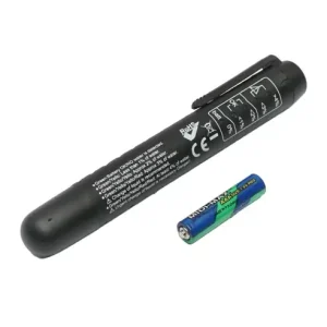 Tester lichid frana Breckner Germany cu afisaj LED, pentru DOT 3\\/4\\/5\\/5.1, 5 LED-uri, 2 electrozi otel, alimentare 1 baterie AAA, plastic, 15 cm, Preț promoțional