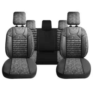 Cel mai bun preț Set Huse Scaune Auto pentru Honda Accord - Panda Kas, material textil cu piele ecologica, cu fermoare pentru bancheta rabatabila, gri cu negru, 11 pie