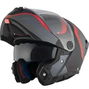 Casca modulabila pentru scuter – motocicleta MT Atom 2 SV Emalla B15 gri/rosu mat (ochelari soare integrati) Pinlock Ready – tip viziera: MT-V-35 L (59/60cm) Retur ușor