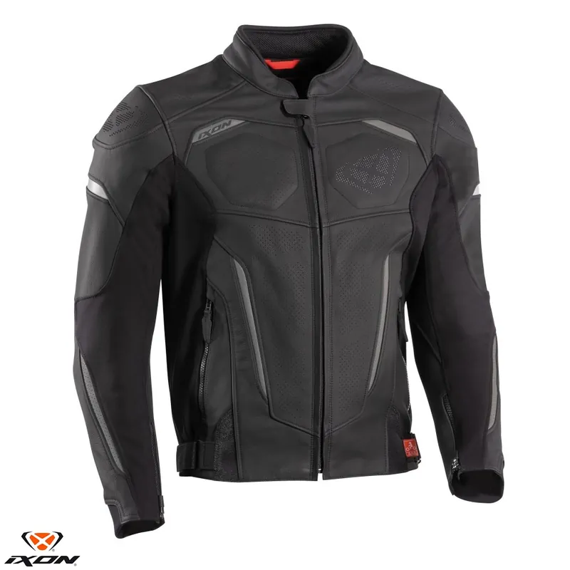 Cel mai vândut Geaca (jacheta) barbati pentru scuter – motocicleta piele Racing/Roadster Ixon vara model Ceros culoare: negru Negru/antracit XL