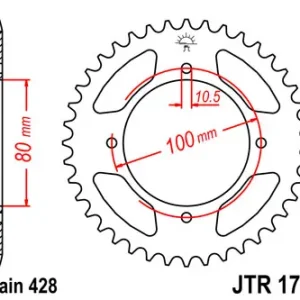 Pinion spate 45 dinti pas lant 428 – Suzuki GZ 125 Marauder (98-13) – GZ 125 U Marauder 125cc Retur gratuit