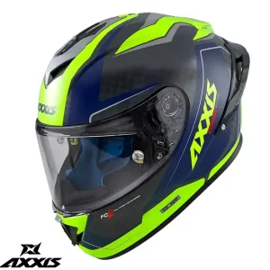 Reducere extra Casca integrala pentru scuter – motocicleta Axxis model Cobra Rage A3 galben fluor lucios carbon – 100% carbon M (57/58cm)