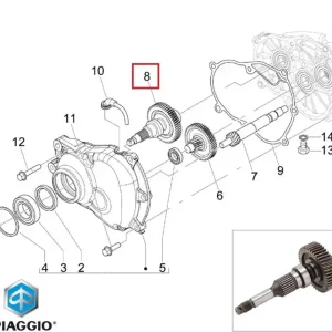 Ax roata spate (arbore iesire) original Piaggio MP3 250 – Vespa GTS – GTV 4T LC 250-300cc Retur gratuit