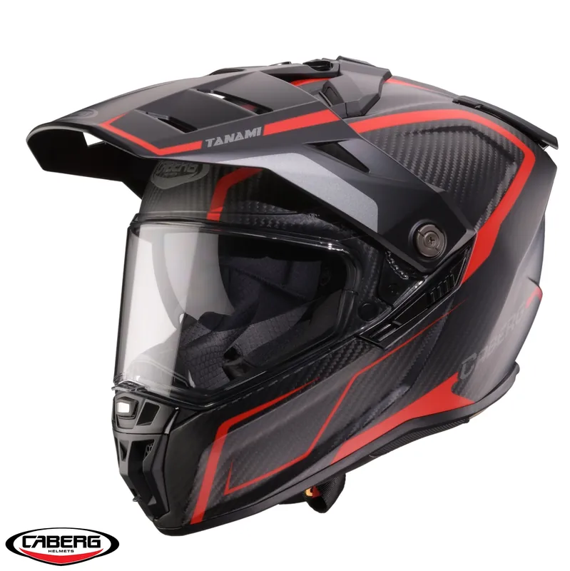 Cumpără online Casca adventure/off road Caberg model Tanami SV Gravity Q8 rosu/gri/negru carbon Pinlock ready – lentila Pinlock inclusa (100% carbon) M (57/58cm)