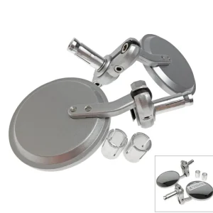 Set oglinzi (retrovizoare) – tip motociclete Cafe Racer – prindere cu surub in cap ghidon – culoare: argintiu (Oxford) Cumpărături sigure