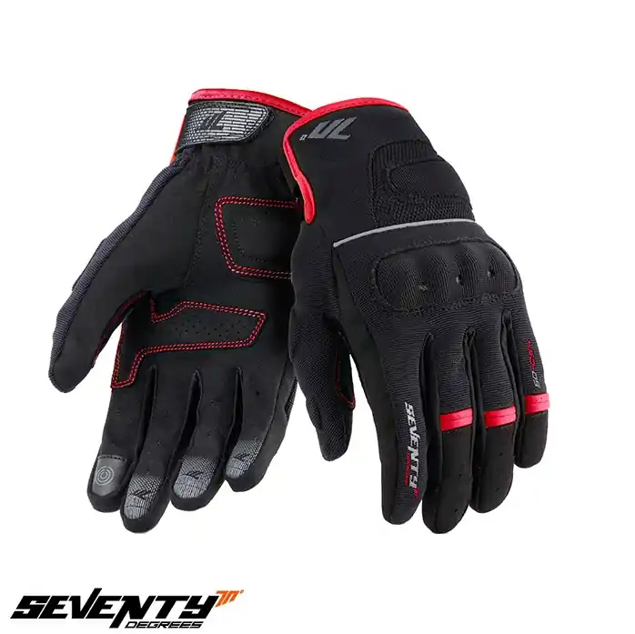Manusi barbati pentru scuter – motocicleta Urban vara Seventy model SD-C54 negru/rosu – degete tactile XL (10 cm) Livrare gratuită