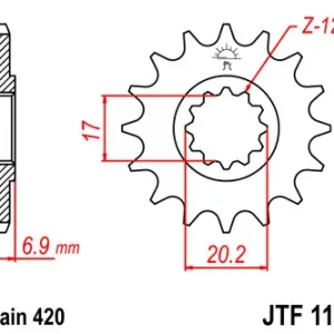 Transport gratuit Pinion fata 12 dinti pas lant 420 – Aprilia MX-RS-RX – Beta – CPI – Generic – Motorhispania – Peugeot XP6-XPS – Rieju – Yamaha TZR 2T 50cc