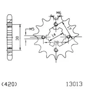 Reduceri Pinion fata 14 dinti pas lant 420 – Sachs Mad Ass 4 viteze (04-10) – Mad Ass Automatic (05-10) – SMF Mad Ass (11-14) 4T AC 50cc