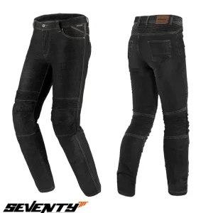 Preț mic Blugi (jeans) femei pentru scuter – motocicleta Seventy model SD-PJ8 tip Slim fit culoare: negru (cu insertii Aramid Kevlar) S