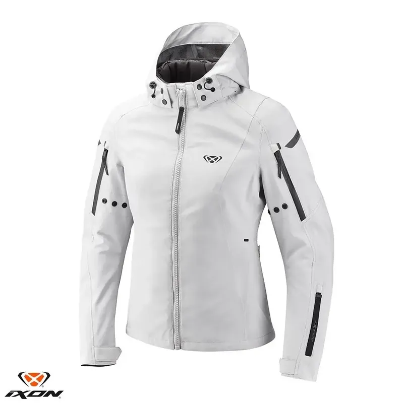 Geaca (jacheta) femei pentru scuter – motocicleta Touring/Adventure/Urban Ixon All season model Burning LS culoare: gri deschis (light grey) (geaca laminata; waterproof si pe exterior) Gri lucios XS Plată securizată