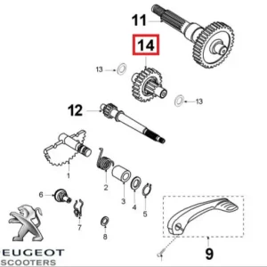 Roata dintata (arbore) intermediara originala Peugeot Speedfight 3 – Vivacity 3 2T 50cc Comandă acum