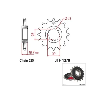 Pinion fata 16 dinti pas lant 525 – Honda CB 600 Hornet – CBR Fireblade – CRF – CMX – XL Varadero 600-1100cc Retur gratuit