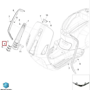 Plată securizată Ornament cromat mijloc carena fata claxon (masca fata) originala Vespa Primavera – Sprint (16-23) 4T AC 50-125-150cc