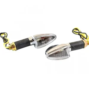 Ofertă exclusivă Set semnalizari triunghiulare cromate (brat negru) – sticla transparenta – E-Mark (omologate)