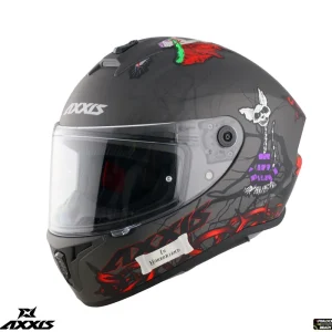 Casca integrala pentru scuter – motocicleta Axxis model Draken S Horrorland A2 titanium mat – tip viziera: MT-V-18C S (55/56cm) Plată securizată