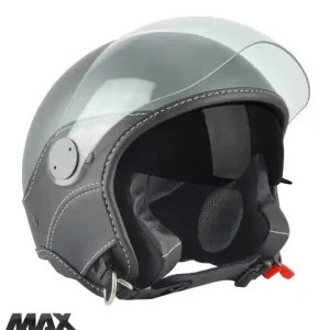 Ultima șansă Casca open face pentru scuter – motocicleta (demi-jet) Max Helmets model DJDV06 LS Vision SV (ochelari soare integrati) culoare: gri mat (GTS) – 100% MADE IN ITALY XL (61/62cm)