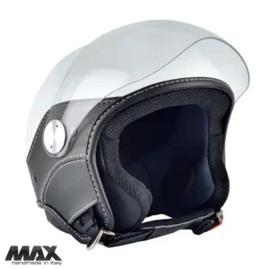 Casca open face pentru scuter – motocicleta (demi-jet) Max Helmets model DJ06 LS Vision (V2B) culoare: alb lucios (000) – 100% MADE IN ITALY L1 (59cm) Transport gratuit