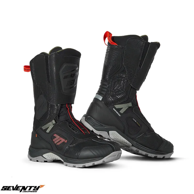 Promoție Ghete (cizme) pentru scuter – motocicleta Adventure (Touring) Unisex Seventy model SD-BA6 Stelvio culoare: negru/rosu/verde Negru/rosu/verde 36