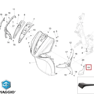 Mai ieftin Deflector fata (ornament) stanga original Piaggio Liberty iGet (15-23) 4T 3V 125-150cc – culoare: negru mat