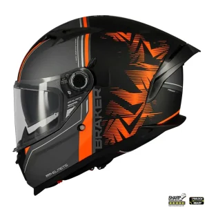 Casca integrala pentru scuter – motocicleta MT Braker SV Charm B4 negru/portocaliu mat (ochelari soare integrati) – tip viziera: MT-V-28B – DKS435 – punctaj maxim SHARP Test – 5 stele XS (53/54cm) Livrare gratuită