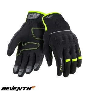 Manusi femei pentru scuter – motocicleta Urban vara Seventy model SD-C56 negru/galben fluor – degete tactile L (9 cm) Ofertă limitată