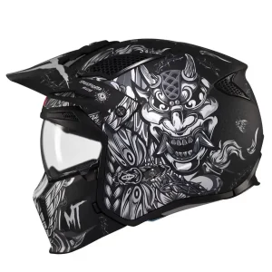 Preț mic Casca pentru scuter – motocicleta MT Streetfighter SV S B2 Hellish negru mat (ochelari soare integrati) – masca (protectie) barbie si cozoroc detasabile – omologare noua ECE 22.06 M (57/58cm)