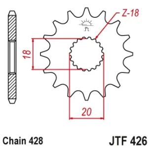 Plată sigură Pinion fata 12 dinti pas lant 428 – Kreidler Dice – Enduro 125cc – Suzuki DR 125 S (82-84) – GN 125 (94-99) – GS 125 S (99) – RM 125 (75-78)