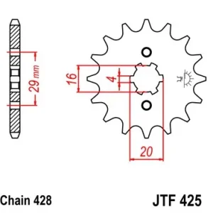 Pinion fata 12 dinti pas lant 428 – Suzuki RG 80 Gamma – RM 80 – TS 80 – RM 85 – RV 90 – GP 125 – GT 125 – RG 125 – RV 125 – TS 125 Chilipir