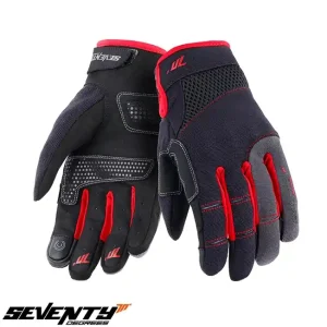 Super ofertă Manusi barbati pentru scuter – motocicleta Urban vara Seventy model SD-C48 negru/rosu – degete tactile L (9 cm)