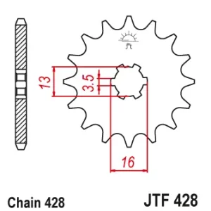 Pinion fata 13 dinti pas lant 428 – Suzuki DR-Z 70 (08-19) – GT 80 (81-83) – RM 80 – RM 80 X (77-99) – TS 80 ER (81-83) Livrare gratuită