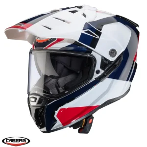 Casca adventure/off road Caberg model Tanami SV Scram H7 alb/rosu/albastru lucios Pinlock ready – lentila Pinlock inclusa M (57/58cm) Ultima șansă
