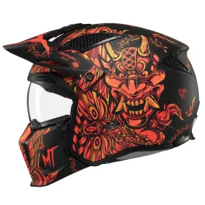 Casca pentru scuter – motocicleta MT Streetfighter SV S B5 Hellish rosu mat (ochelari soare integrati) – masca (protectie) barbie si cozoroc detasabile – omologare noua ECE 22.06 L (59/60cm) Reducere