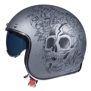 Casca open face pentru scuter – motocicleta MT Le Mans 2 SV Skull & Rose A2 negru/gri mat (ochelari soare integrati) XS (53/54cm) Plată securizată