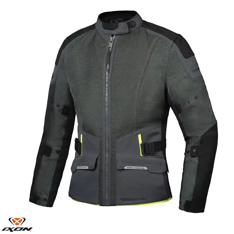 Geaca (jacheta) barbati pentru scuter – motocicleta Touring/Adventure Ixon vara model M-Njord MS culoare: verde/negru/galben Verde/negru/galben L Ultima șansă