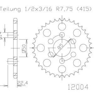 Doar azi Pinion spate 45 dinti Aprilia Red Rose Classic (4 viteze) (92-93) – Red Rose Classic (95-99) 2T LC 50cc