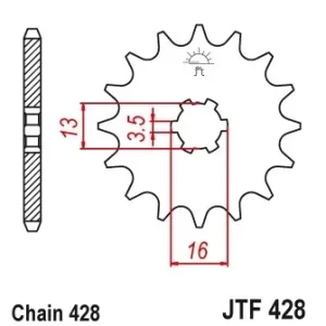 Reducere Pinion fata 14 dinti pas lant 428 – Suzuki DR-Z 70 (08-19) – GT 80 (81-83) – RM 80 – RM 80 X (77-99) – TS 80 ER (81-83)