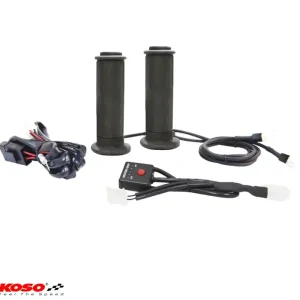 Nu rata Set mansoane incalzite universale Koso – culoare: negru (motociclete, scutere) (lungime: 120 mm – pentru ghidon de 22 mm)