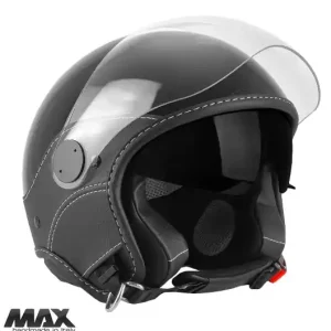 Preț redus Casca open face pentru scuter – motocicleta (demi-jet) Max Helmets model DJDV06 LS Vision SV (ochelari soare integrati) culoare: negru lucios (002) – 100% MADE IN ITALY XL (61/62cm)