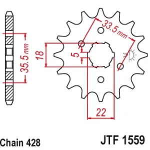 Pinion fata 14 dinti pas lant 428 – Yamaha TW 125-200 Trailway (99-04) – TW 200 Trailway (89-08) – YS 125 CBS (17-21) Reducere