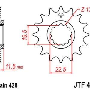 Doar azi Pinion fata 14 dinti pas lant 428 – Suzuki DR 125 S – DR 125 SE – DR-Z 125 L