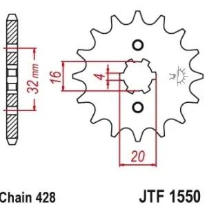 Preferatul clienților Pinion fata 15 dinti pas lant 428 – Betamotor 125 RR – Husqvarna 125 SM – Rieju 125 Marathon – Yamaha DT 80 LC – Crypton – YZF-R 125