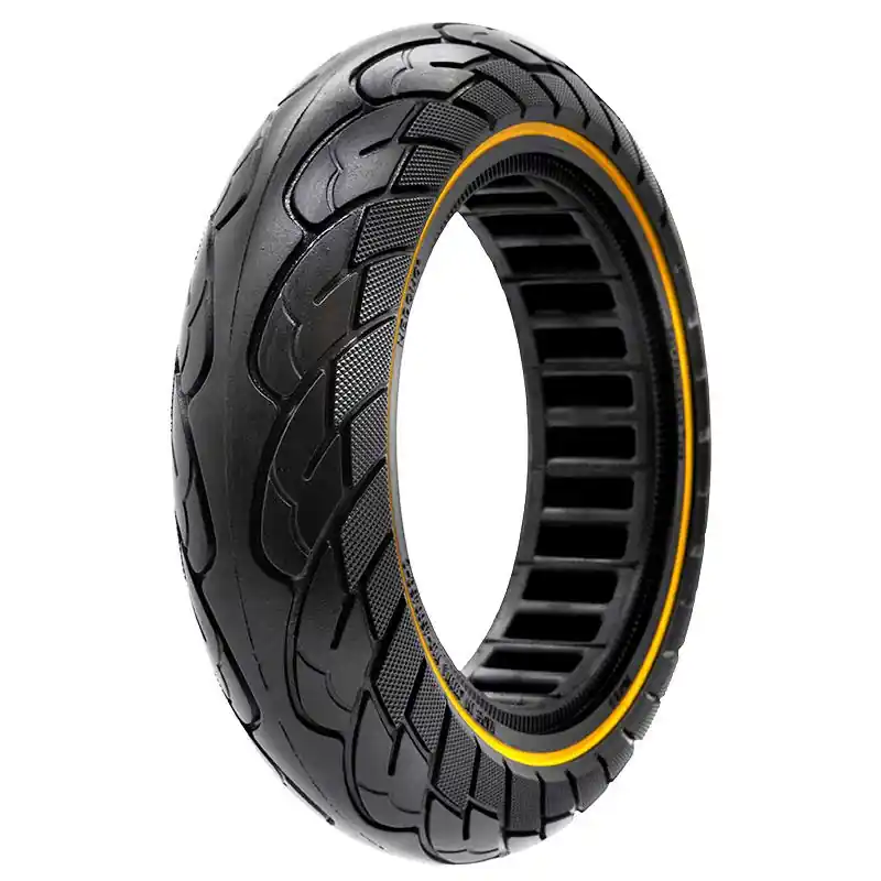 Cauciuc solid 10×2.5-6.1/B44, pentru trotineta electrică Nedong, compatibil jante 44 mm, negru cu linie galbenă | Motorevolution Noutate